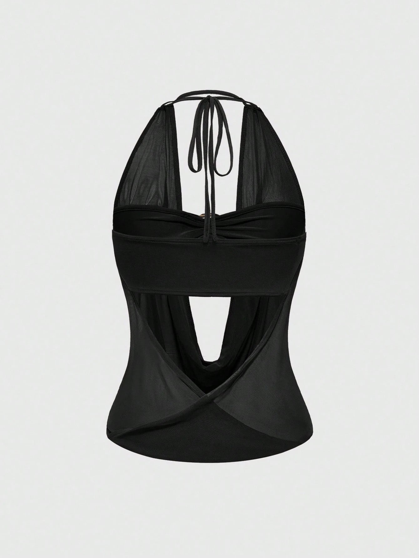 Retro Deep Draped Neck Backless