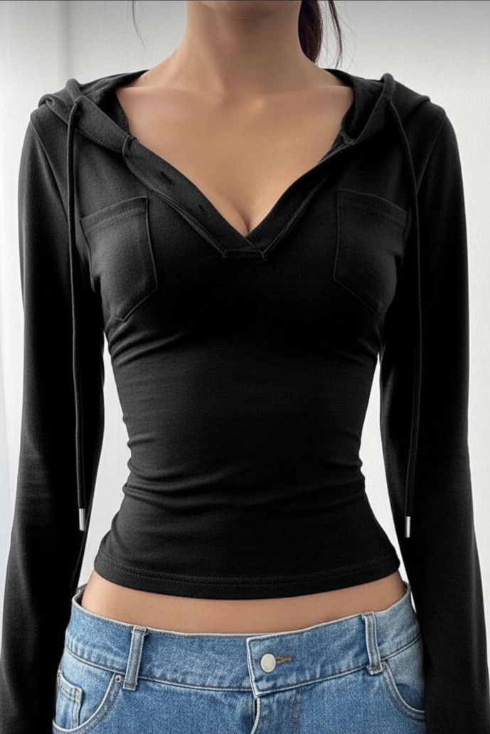 Black hoodie without jewelry
