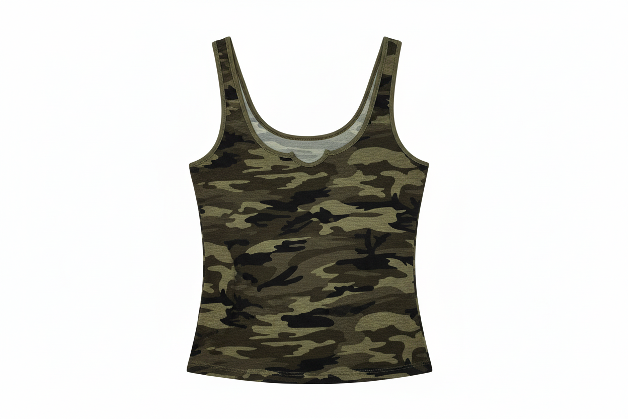 Camouflage tank top flat lay